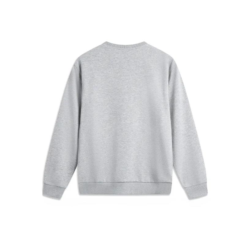 Li Ning Letter Logo Printed Fashion Casual Cotton Comfortable Versatile Fleece Warm Crew Neck Pullover Long Sleeve Sweatshirt Men sweatshirt AWDVP63-1