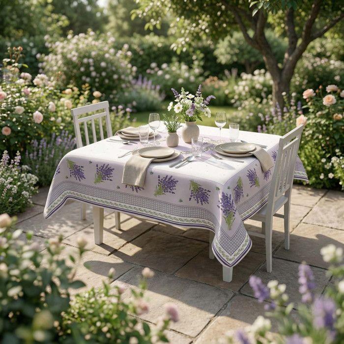 Square 180x180 Cm PROVENCE Printed Stain-resistant Tablecloth, by Soleil d'Ocre