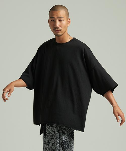 Tener Oversized Slit Short Sleeve Tee Black F