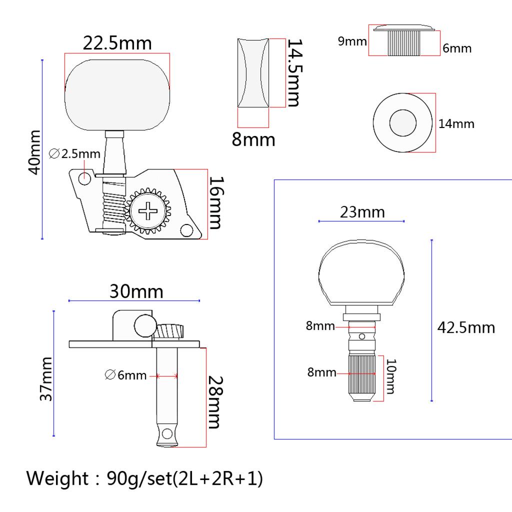 Ukulele 4 String Left and Right Hand Guitar Tuning Peg Keys Guitar Tuners Machine Head - Small White Oval Concave Button