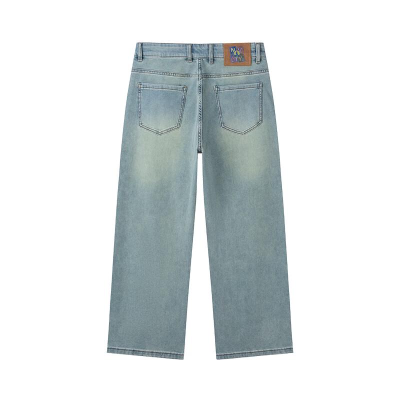 NVG·YOUNG Men's Wide Straight Loose Denim Jeans
