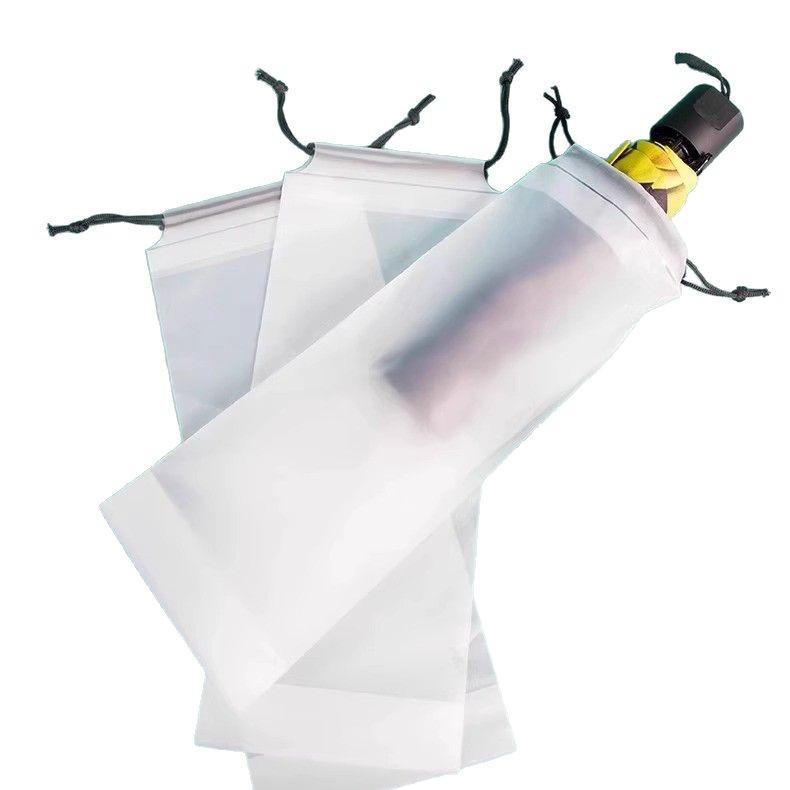 Portable Waterproof Transparent Umbrella Storage Bag with Drawstring and Handle