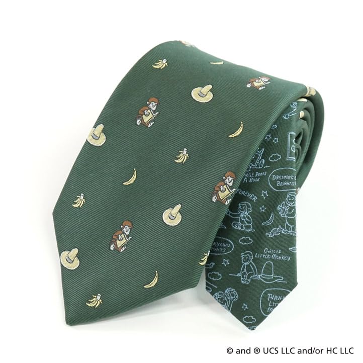 Curious George Tie UND49160 Green, Party Tie, Character Gift