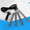 12V 4x 12SMD Car Interior RGB LED Strip Lights Foot Atmosphere Light Remote Control(Ice Blue)