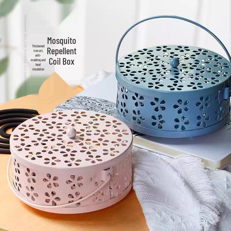 Fireproof Stainless Steel Mosquito Coil Holder with Lid and Ash Catcher