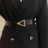1pcs Women's Decorative Belt with Luxury Feel - New Design In , Genuine Leather, Stylish Black Minimalist Wide Belt, Instagr