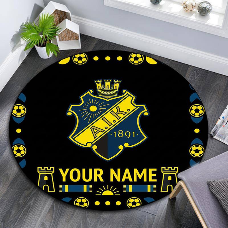 Custom Name AIK Round Area Rug,Carpet Rug for Living Room Bedroom Sofa Playroom Decor,Non-slip Floor Mat