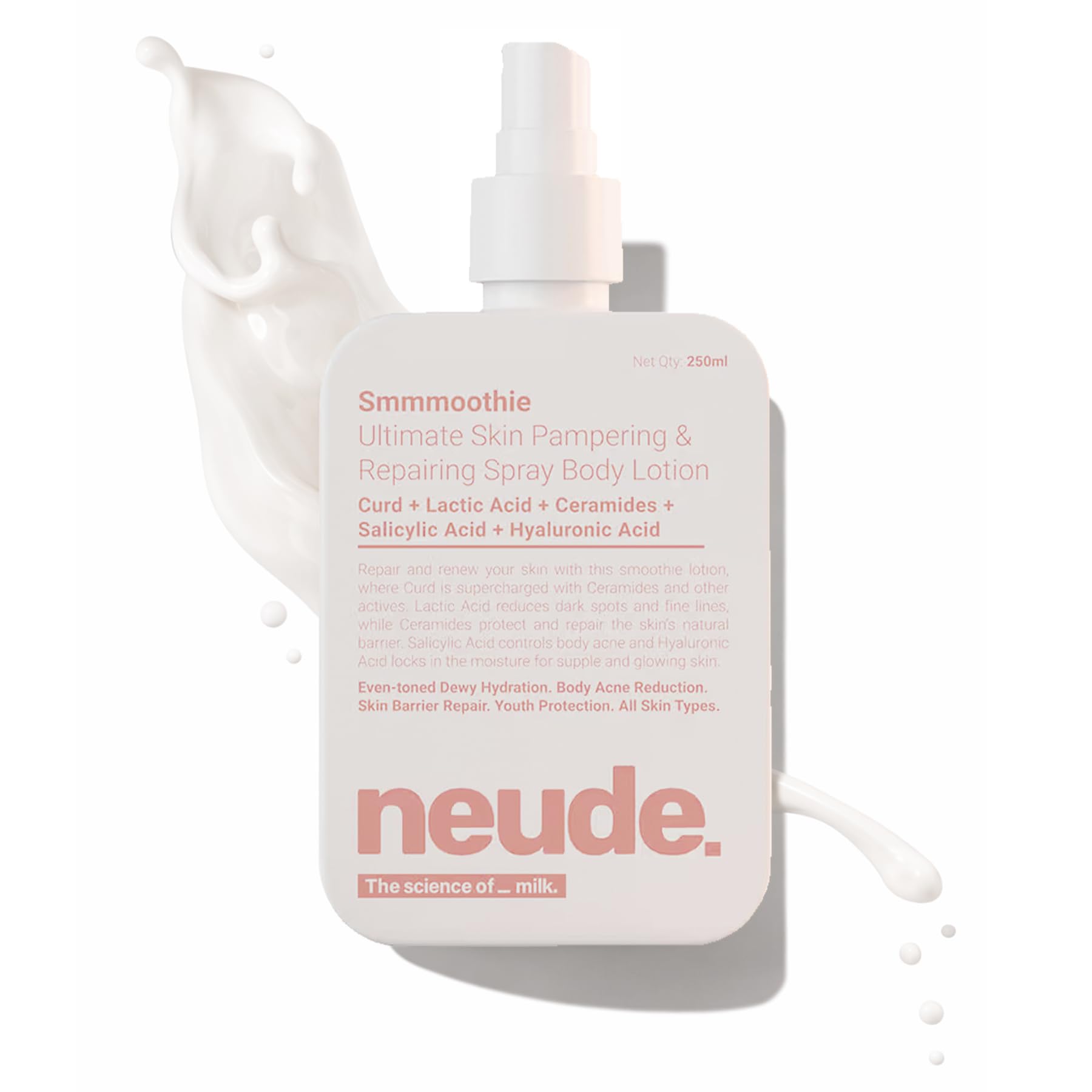 

Neude Body Lotion with Ceramide, Lactic Acid, Niacinamide & Hyaluronic Acid for Deep Hydration, Barrier Repair & Dark Spot Reduction, Ultralight, Non-