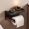 Light Luxury Retro Walnut Effect Bathroom Tissue Box & Roll Holder