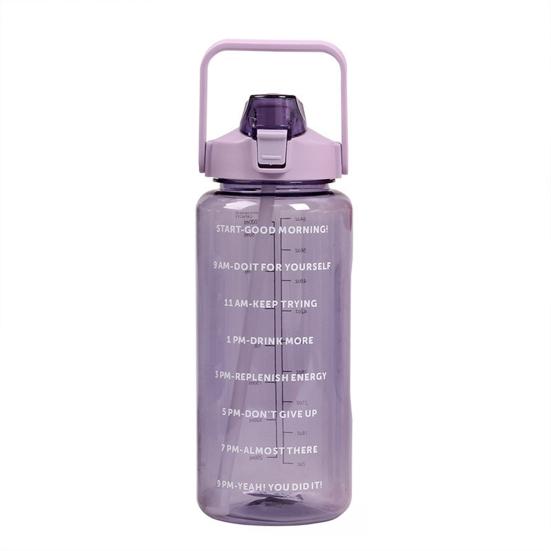 2000ML Large Capacity Water Bottle with Straw Heat-Resistant Leakproof Transparent Portable Outdoor Fitness Sports Travel Drinking Cup