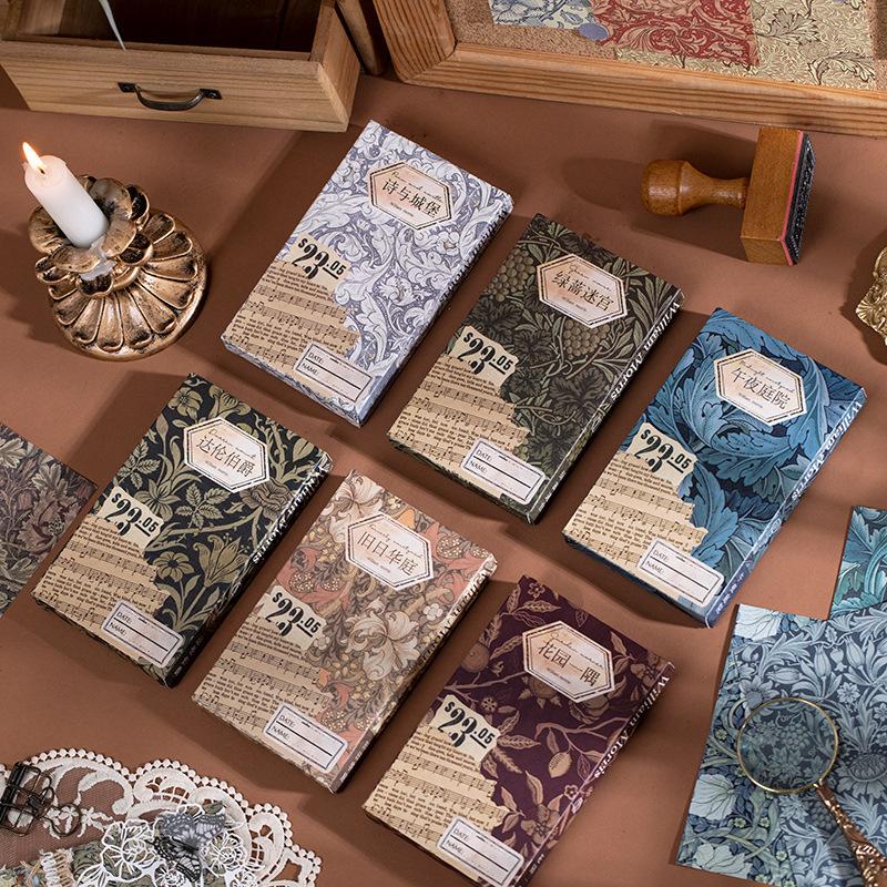 60pcs/boxed Vintage Literature and Art Hand Tent DIY Decorative Foundation Paper Hand Made Scrapbooking Junk Journal Supplies