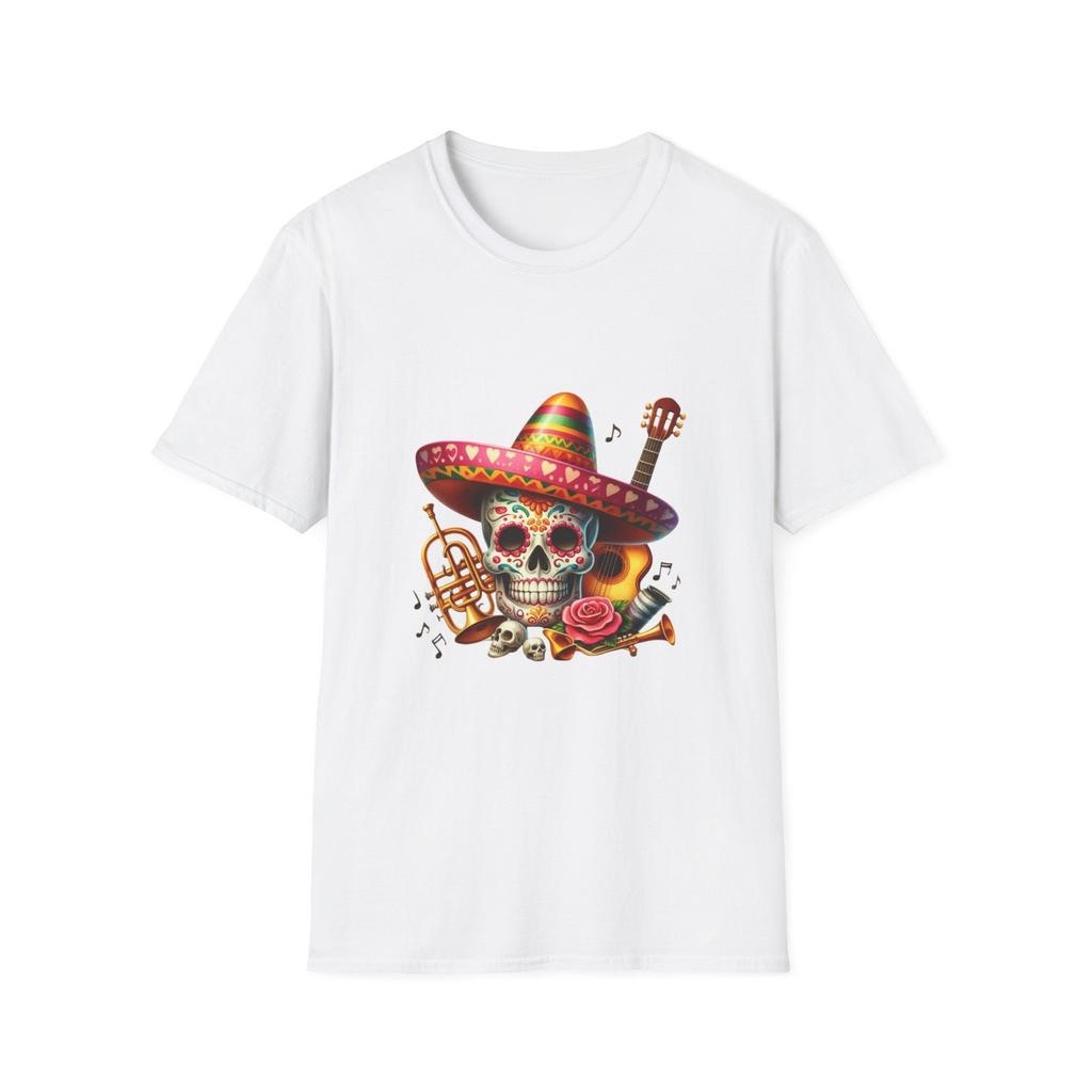 Colorful Skull T-Shirt, Day of the Dead Shirt, Unisex Tee, Music Lover