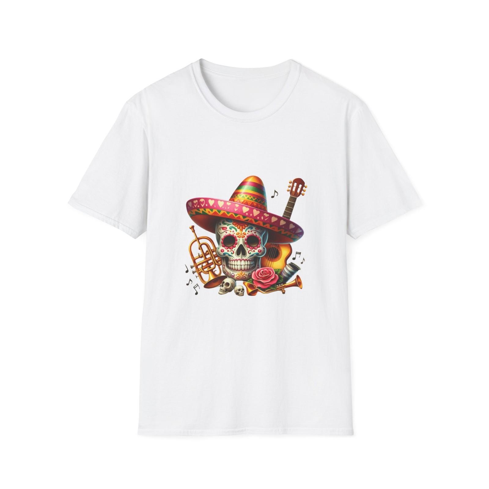 Colorful Skull T-Shirt, Day of the Dead Shirt, Unisex Tee, Music Lover S