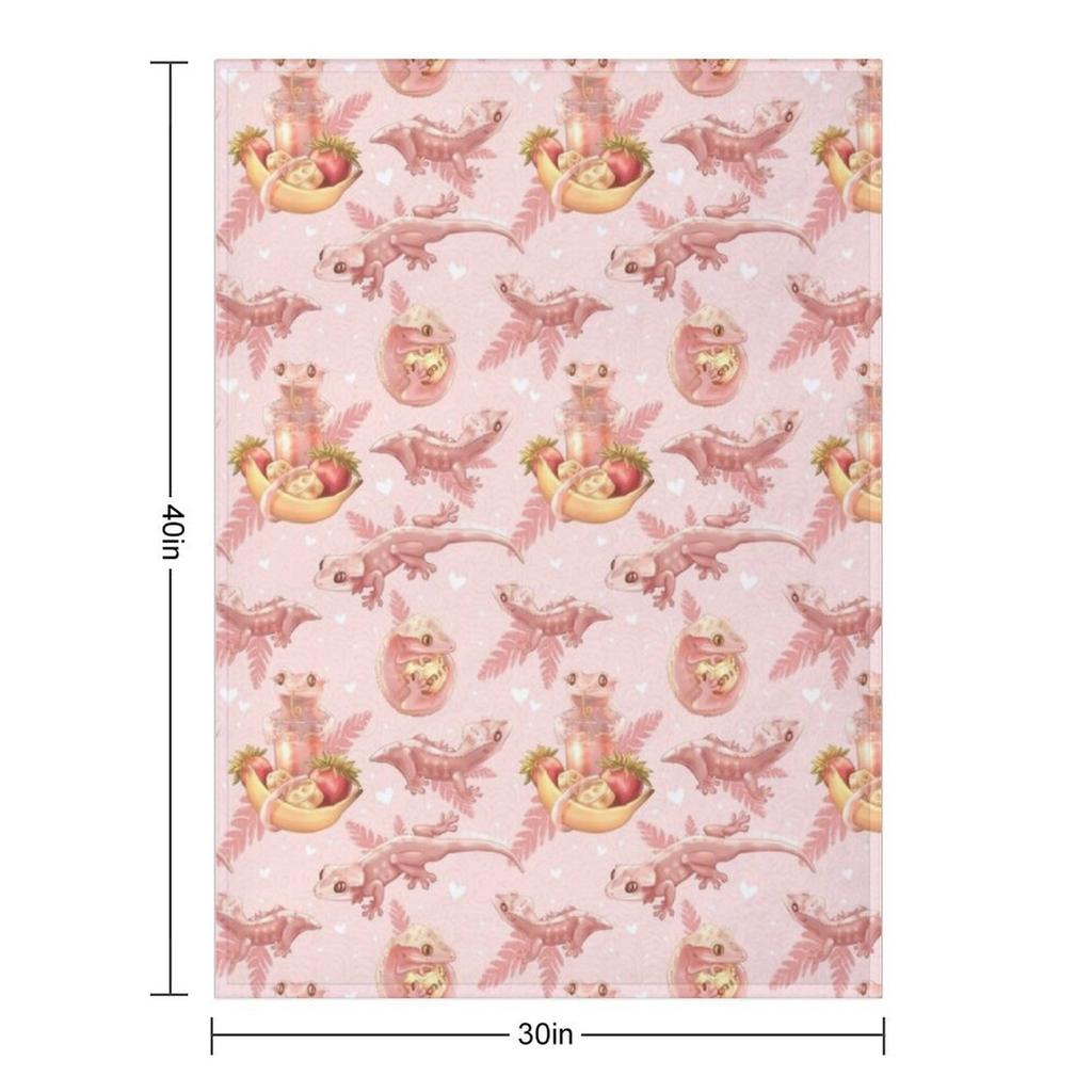 Pink Crested Gecko Pattern Throw Blanket Thermals For Travel Valentine Gift Ideas Retros Thins Blankets