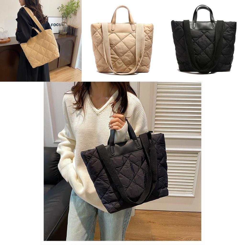 Stylish And Spacious Nylon Tote Bag For Women With Quilted Design Perfect For Everyday Use