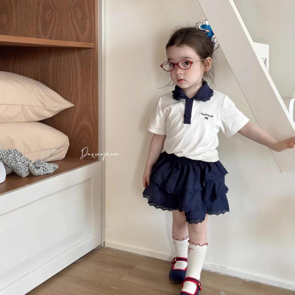 Large Summer College Style Short Sleeve Skirt Set for Girls - New Arrivals, Children's Wear