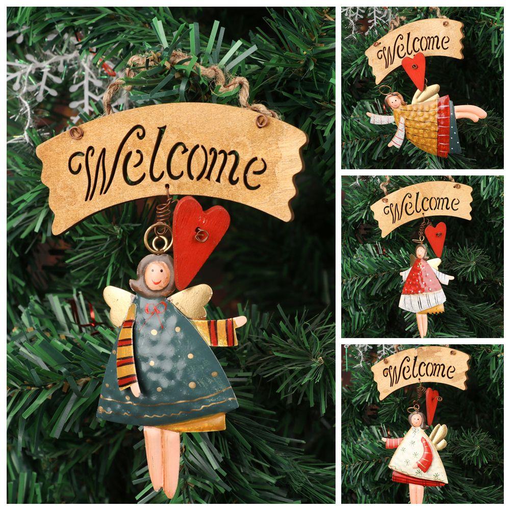 

Поставка рождественских елочных украшений, табличка с приветственным знаком, деревянная вешалка для двери, подвесные подвески, танцующие ангелы type 1