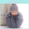 Entzückender schlafender Babypuppen-Schlüsselanhänger mit weichem künstlichem Kaninchenfell für Taschen und Schlüssel