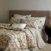Luxury Floral Retro Tencel Cotton Linen 4-Piece Bedding Set: Cool & Smooth Duvet Cover for All Seasons