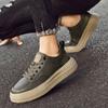Fashion Genuine leather men's board shoes Thick bottom height increasing style Daily office Outdoor street leisure youth sports shoes