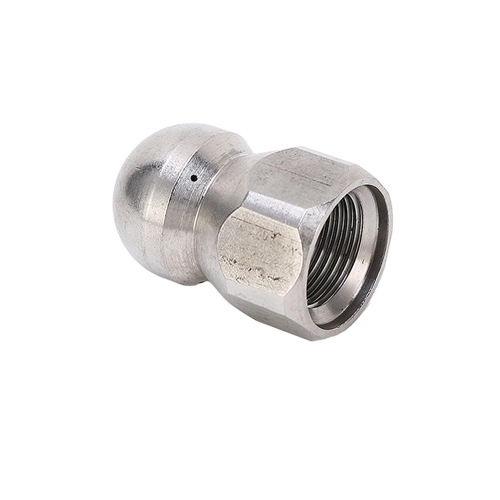 5000PSI High Pressure Washer Nozzle Pipe Dredging Cleaning Nozzle Stainless Steel Jetter Nozzle Ball Head Front 1 Rear 3 Holes G3/8in
