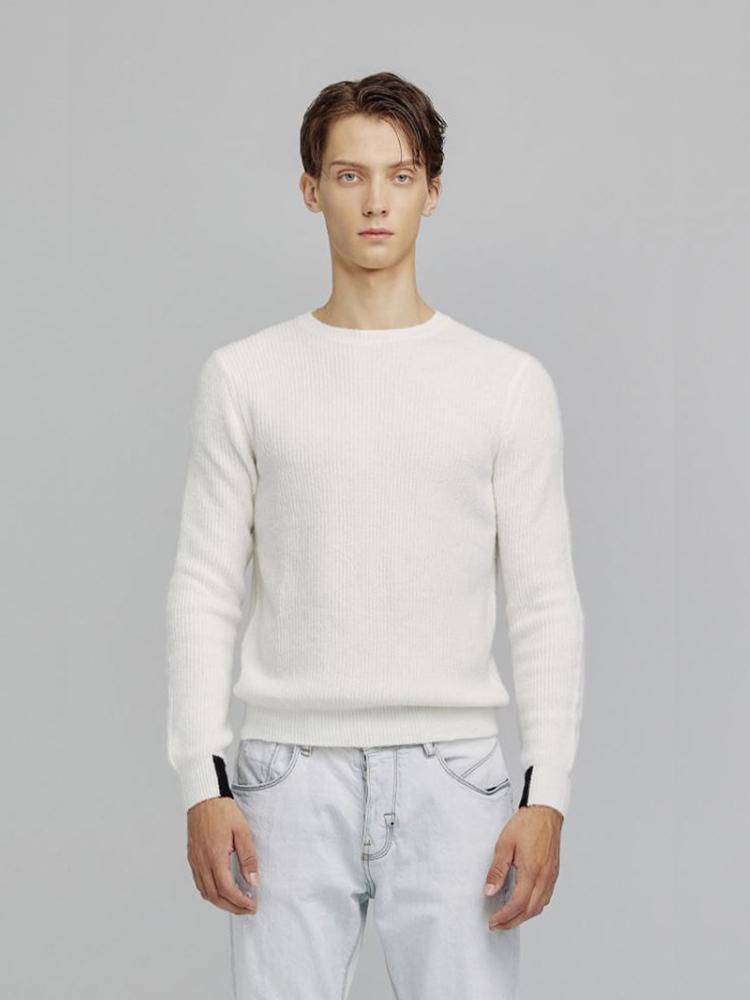 Icaruk Sleeve-Point Wool Mix Round Neck Knit Sweater Nit124 Note/Xl(110)