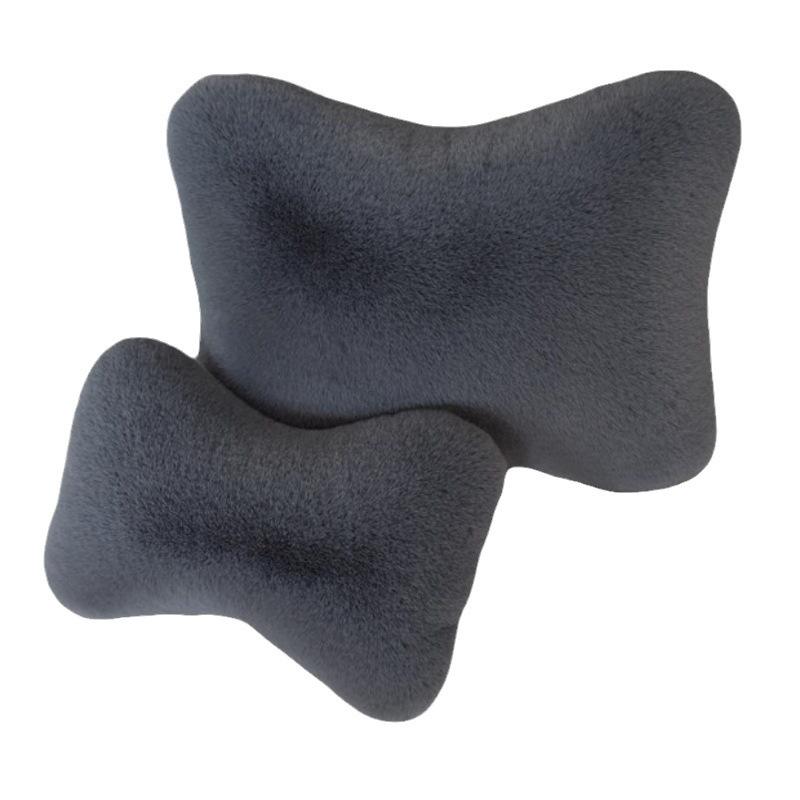 Car Plush Neck & Waist Pillow Set - Bone-Shaped Headrest Pair
