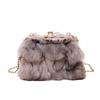 2025 new imitation fox hair women's shoulder bag trendy chain messenger bag fashionable versatile clip buckle bag