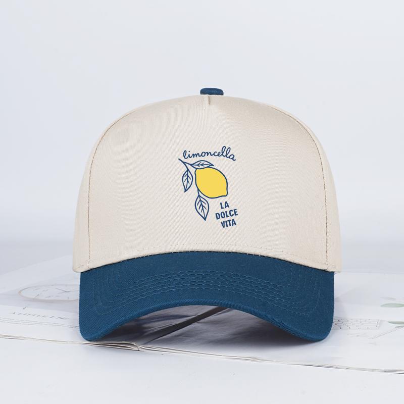 

Limoncello La Dolce Vita Lemon Print Baseball Cap Adjustable Unisex Italian Summer Sun Hat темно-синього кольору