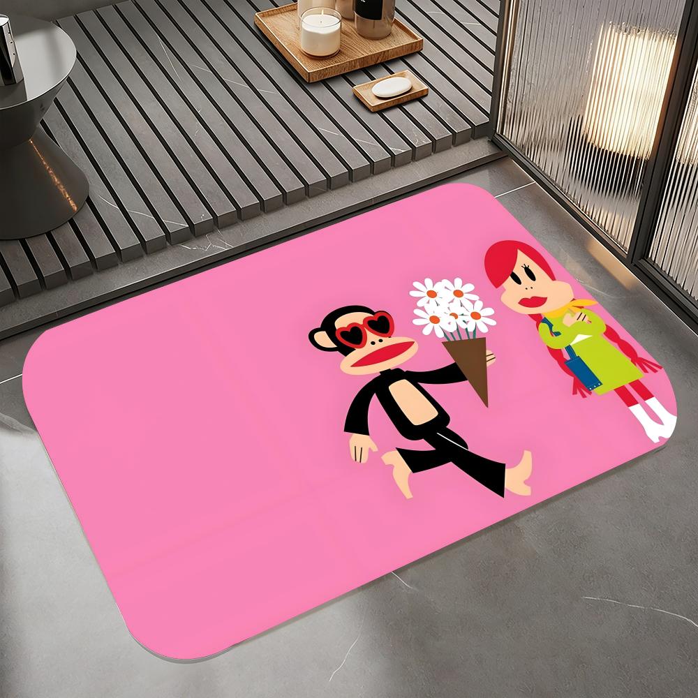 Cartoon-P-Paul Frank Floor Mat Diatomite Bath Mat, Quick Dry Absorbent Non-Slip Door Mat