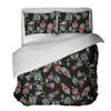 3D Printing Three-Piece Flower Set With Bear Retro Student Dormitory Bed Sheet Three-Piece Bedding Printing