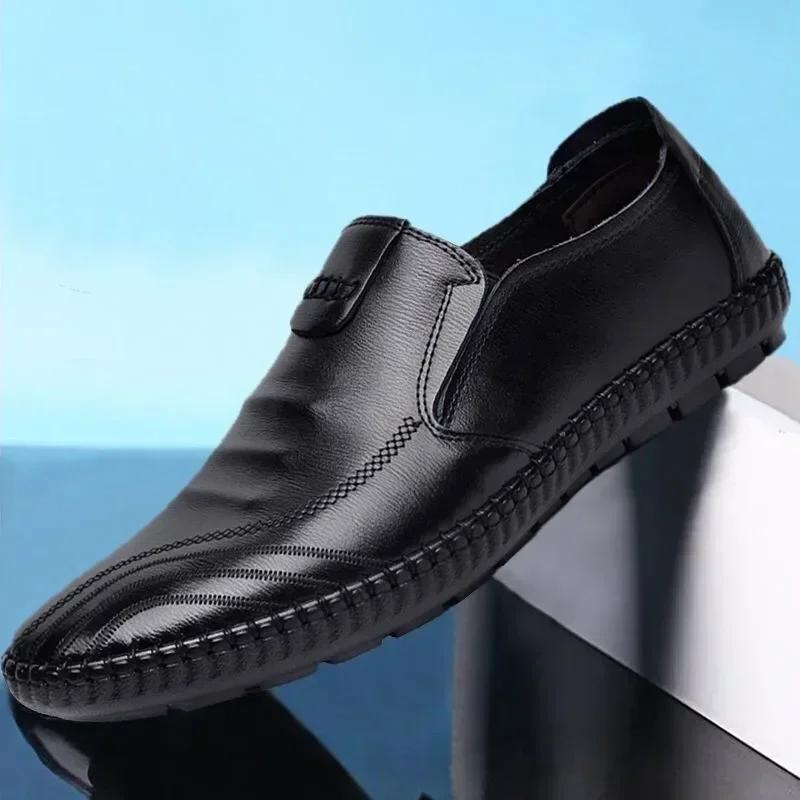 Men Casual Loafers Comfortable Lightweigh Walking Footwear  Breathable Slip on Male Leather Shoes Jogging Sports Shoes