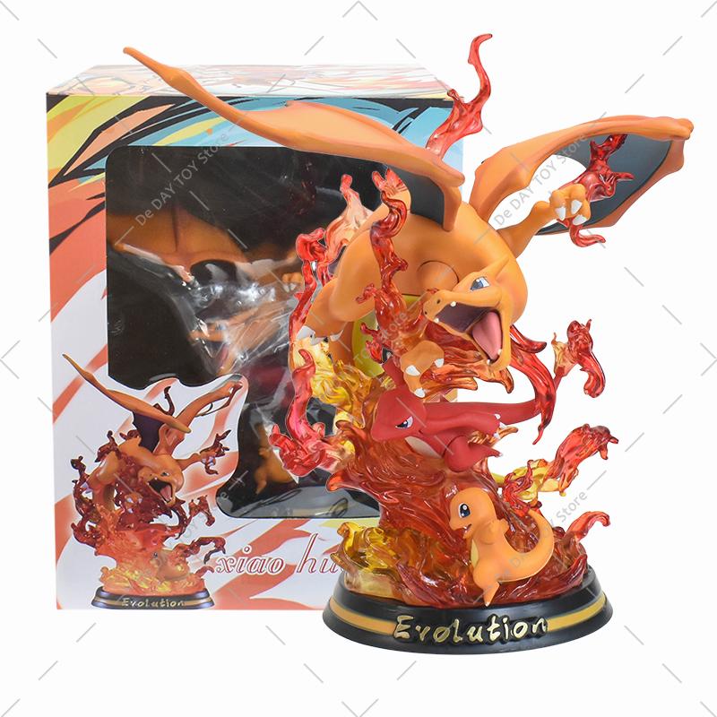 Anime Special Effects Figure Mega Charizard XY Greninja Gengar Mewtwo Three Form Evolution Led Light PVC Model Toys