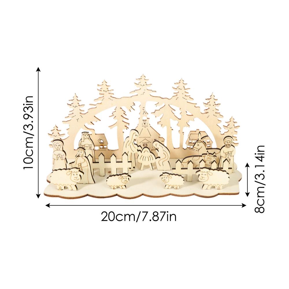Christmas Wooden Nativity Scene Decoration 2D Silhouette Nativity Scene Set Birth Of Jesus Ornament Christmas Gifts Home Decor