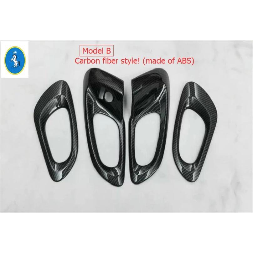 Carbon Fiber Look Auto Door Pull Doorknob Handle Bowl  Stickers Interior Accessories Cover Trim For Renault Kadjar 2016 -