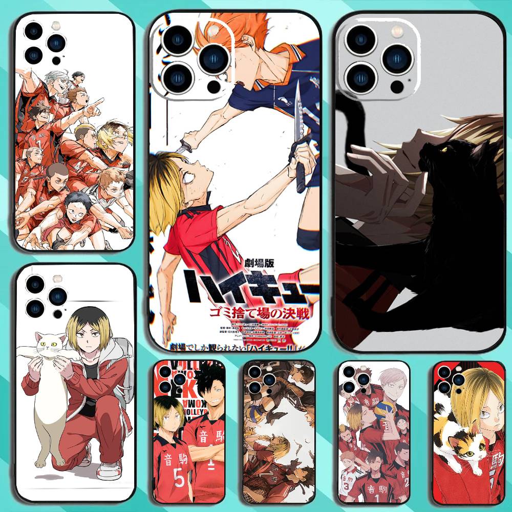Anime H-Haikyuu Nekoma Phone Case For IPhone 17 Air 16 15 14 13 Pro Max 11 12 Black Silicone Cover