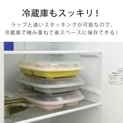 &NE Rakura Recopo Lunch Plate, Yellow, 26cm Wide X 18cm Deep X 5cm High, Divided, Made In Japan, with Lid, Antibacterial, Dishwasher Safe, Microwave S