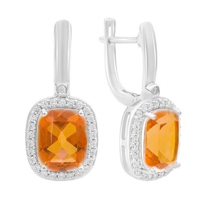 Silver Earrings with Natural Golden Quartz 5.971ct, Cubic Zirconia (2165538)