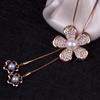 Korean Long Feminine Necklace With Eyecatching Flower And Pearl Pendant Design