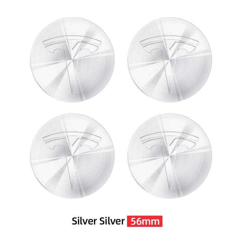 4pcs 56mm Car Emblem Wheel Hub Center Cap Stickers For Tesla Model S Model3 Model Y X Tire Center Cover Badge Decal Accessories