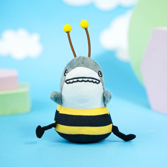 12cm Shark Plush Pendant Creative Lovely Watermelon Shark Bee Plushie Ornament Soft Cartoon Stuffed Animal Doll Plush Toy Backpack Decor