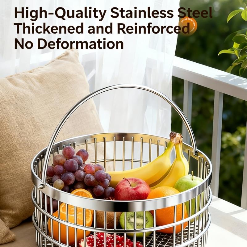 Multipurpose Stainless Steel Meshes Drainer Basket For Fruits Vegetables Snacks Utensils Kitchens Dining Room Organization