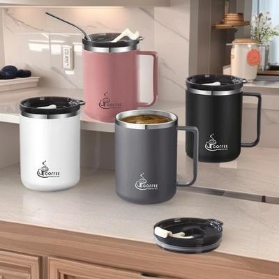 430ML Double-layer Mug Milk Coffee Cup Stainless Steel Thermal Coffee Mug WIth Handle Insulated Cup Portable Sealed Water Cups