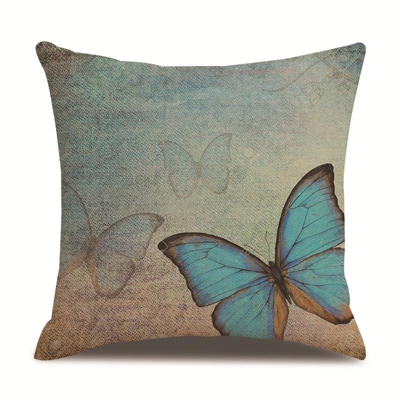 Linen Pillowcase Home Cute Butterfly Sofa Pillowcase Office Nap Pillow