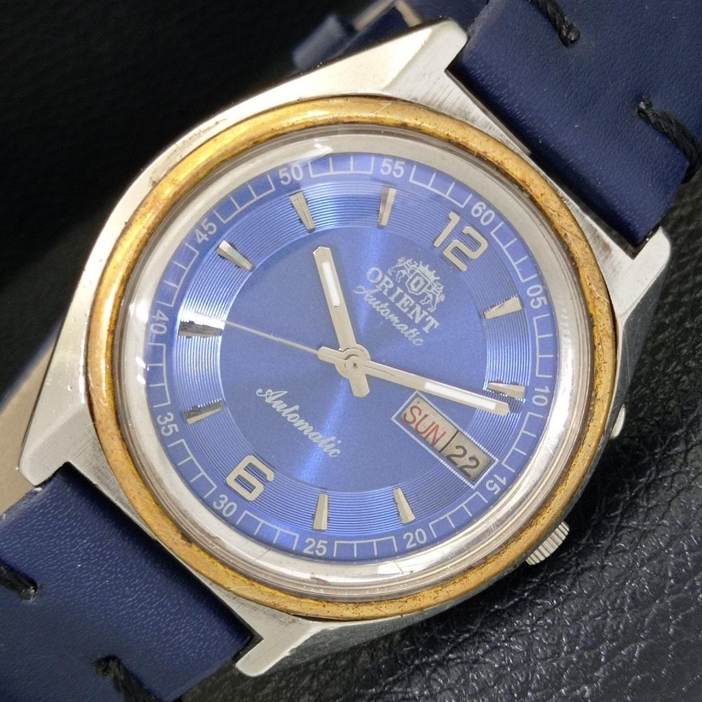 AUTOMATIC VINTAGE ORIENT 46941 JAPAN MENS BLUE COLOR DIAL WATCH a500727-5 R154-a500727