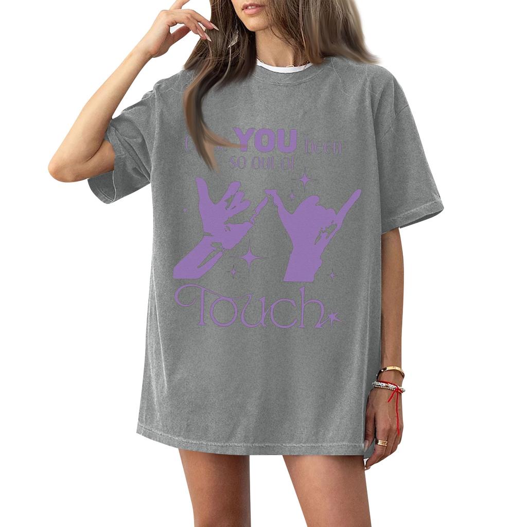Dam T-shirt med tryck och rund hals och korta ärmar