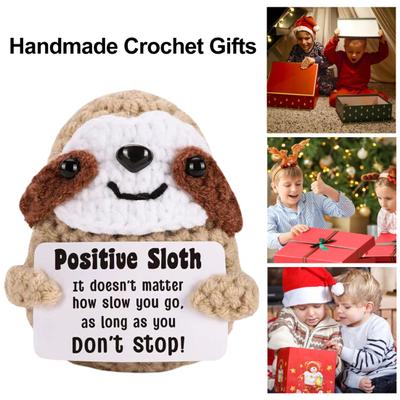 Gehaakte Luiaard Mini Positieve Luiaard Pop met Aanmoedigingskaart Emotionele Opbeurende Steun Luiaard Bevestiging Cadeau voor Vrienden Familie