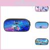 Stitch Pencil Case With Dual Zipper Polyester Storage For Kids And Students