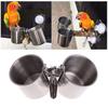 Parrot Feeding Cups Stainless Steel Birds Food Dish Feeders Dual Water Cage Bowls with Clamp Holder for Cockatiel