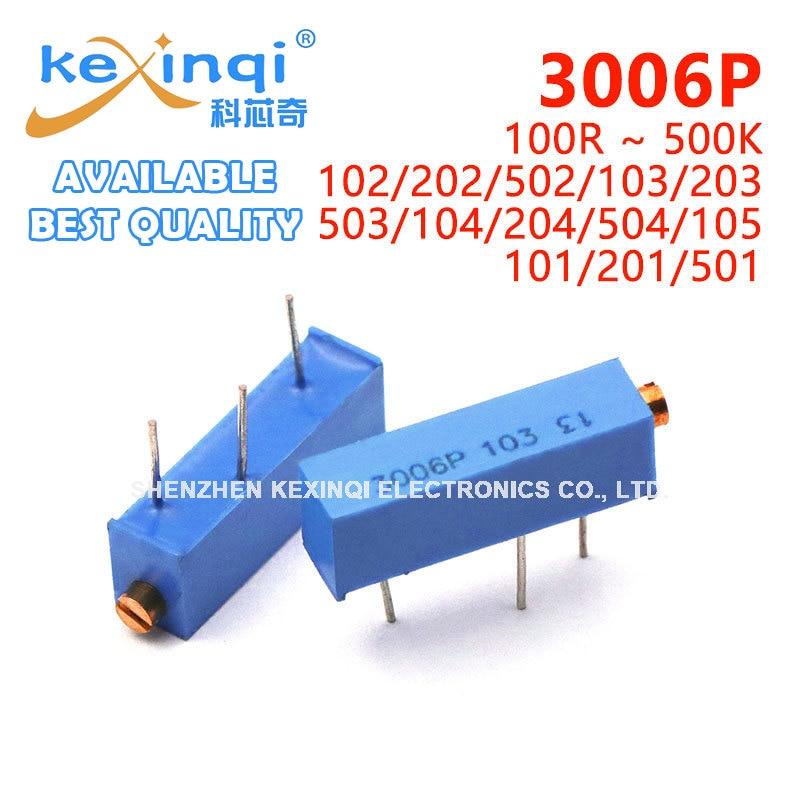 

10 шт., наборы высокой плотности 3006P, прецизионный многооборотный регулируемый потенциометр 1K, 2K, 5K, 10K, 20K, 50K, 100K, 200K, 500K-1-103